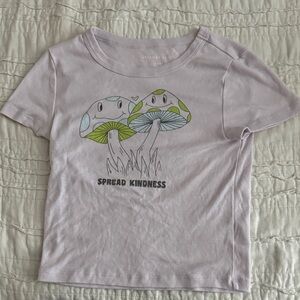 American Eagle Outfitters Light Purple Tee with Mushroom Graphic